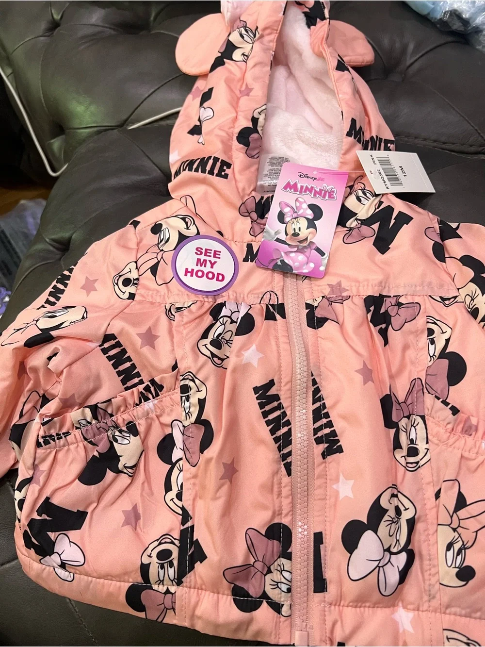 BRAND NEW Minnie Mouse Hooded Jacket w/Ears  Size 12 Months